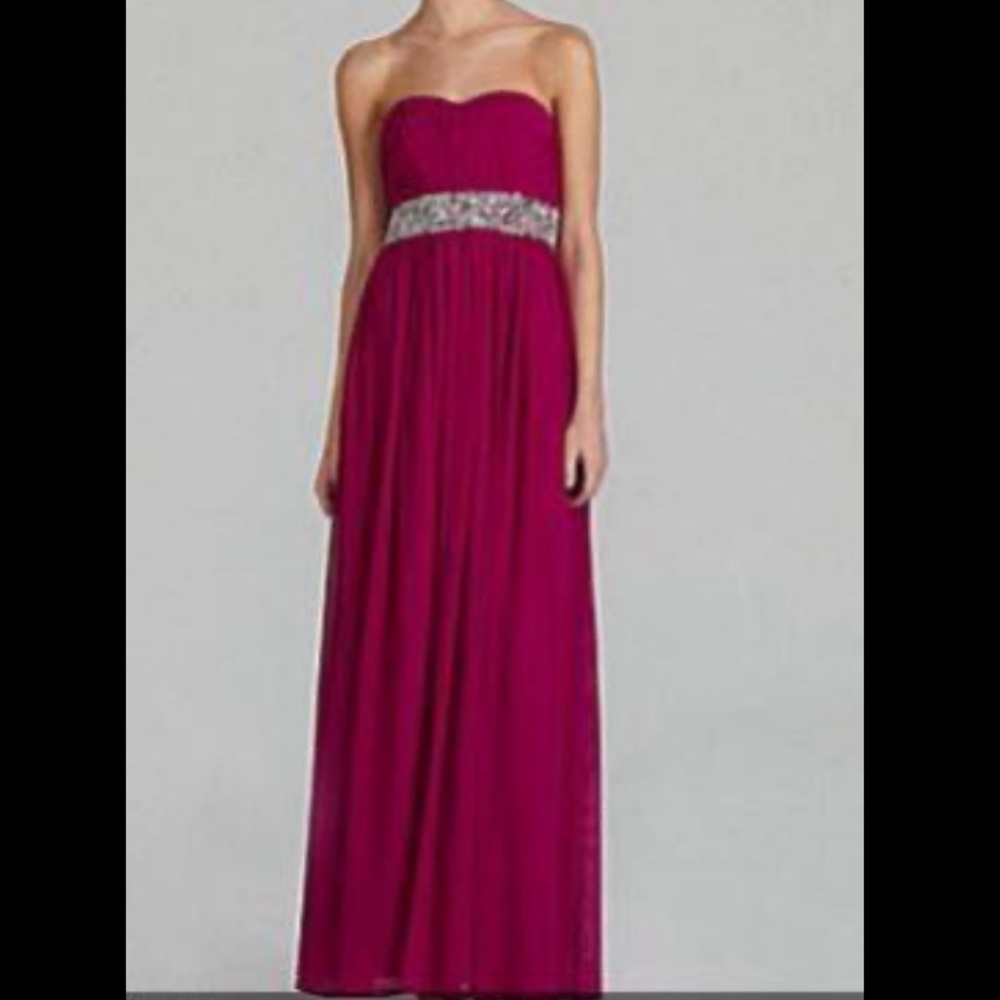 Calvin Klein magenta sequin maxi prom dress